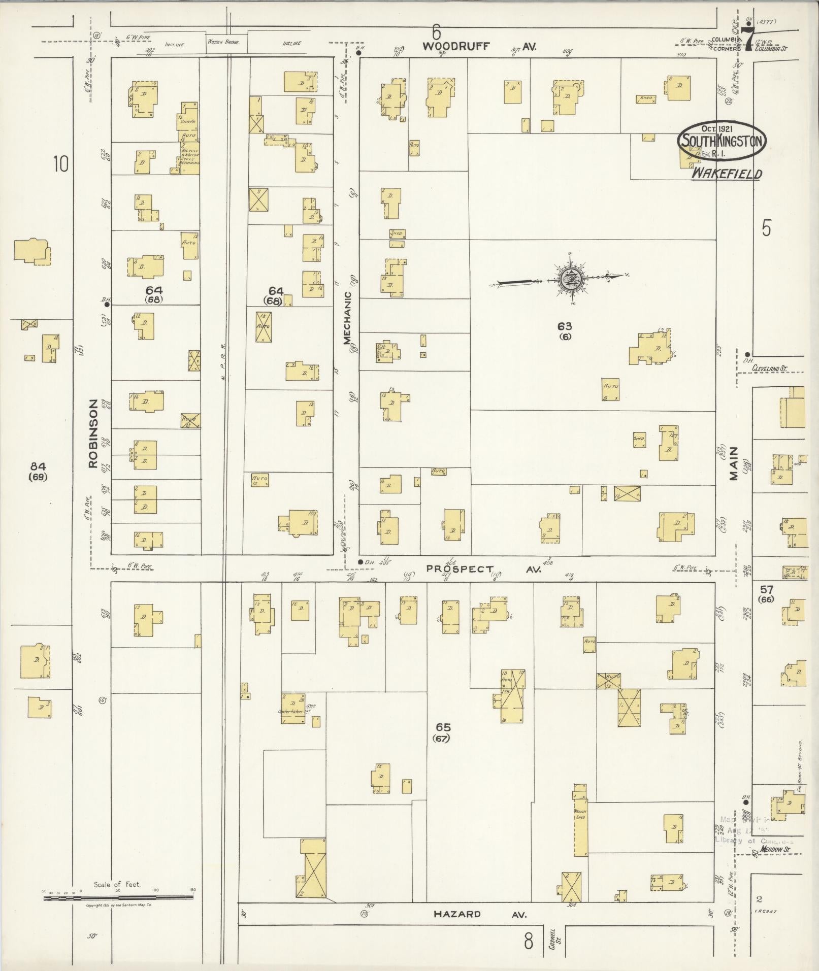 Sanborn Fire Insurance Map from South Kingstown, Washington County, Rhode Island (1921), Sheet #0007 - Complete Map Set gallery image, historic Sanborn map, vintage wall art, Rhode Island Rhode Island