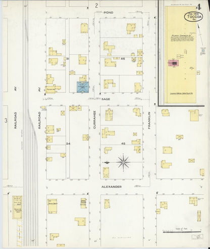 Sanborn Fire Insurance Map from Toccoa, Stephens County, Georgia (1908), Sheet #0004 - Complete Map Set gallery image, historic Sanborn map, vintage wall art, Georgia Georgia