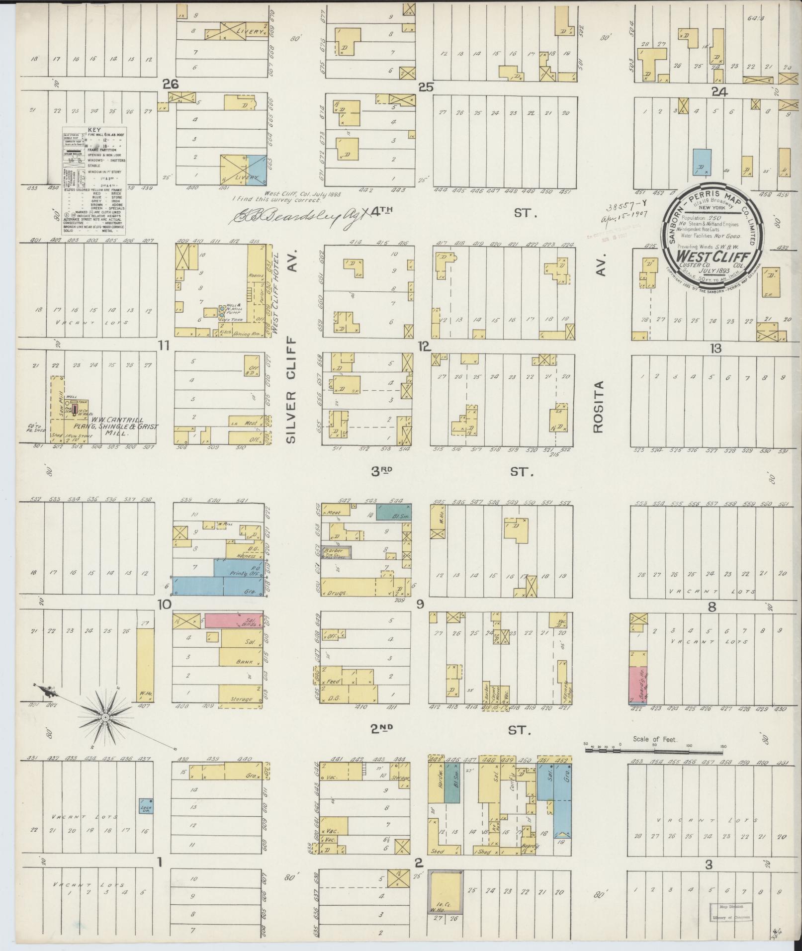 Sanborn Fire Insurance Map from West Cliff, Custer County, Colorado. (1893) – Historic Sanborn Fire Insurance Map Print