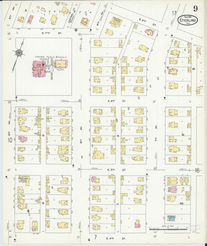 Sanborn Fire Insurance Map from Sterling, Whiteside County, Illinois (1910), Sheet #0009 - Complete Map Set gallery image, historic Sanborn map, vintage wall art, Illinois Illinois
