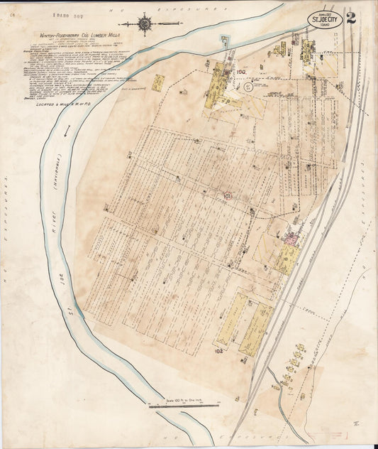 Sanborn Fire Insurance Map from Saint Joe City, Benewah County, Idaho (1928), Sheet #0002 - Historic Sanborn Fire Insurance Map Print, vintage old map wall art, antique decor, genealogy gift, Idaho Idaho map