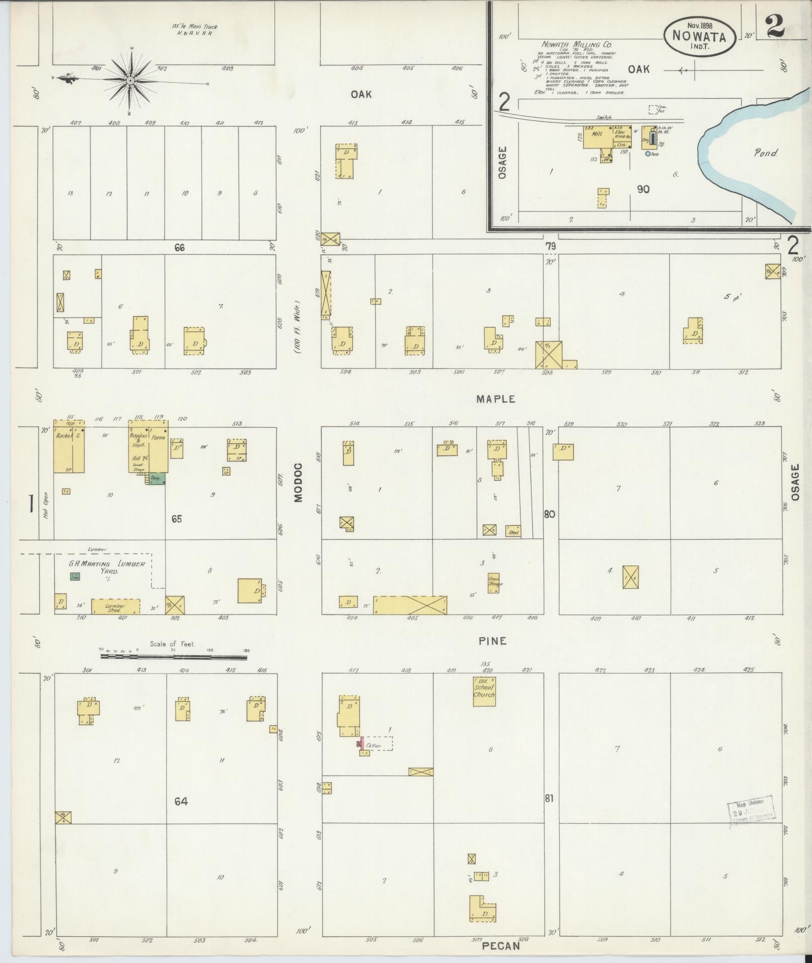 Sanborn Fire Insurance Map from Nowata, Nowata County, Oklahoma (1898), Sheet #0002 - Complete Map Set gallery image, historic Sanborn map, vintage wall art, Oklahoma Oklahoma