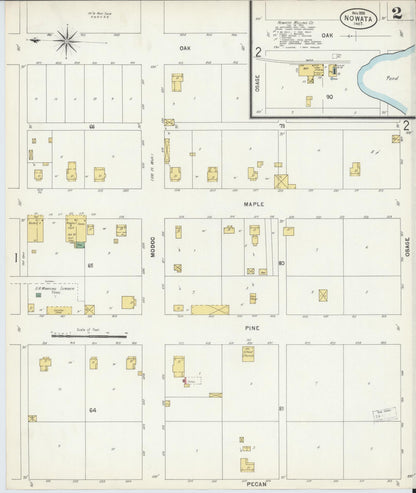 Sanborn Fire Insurance Map from Nowata, Nowata County, Oklahoma (1898), Sheet #0002 - Complete Map Set gallery image, historic Sanborn map, vintage wall art, Oklahoma Oklahoma