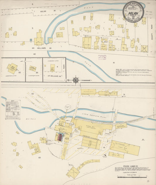 Sanborn Fire Insurance Map from Milan, Spokane County, Washington (1915), Sheet #0001 - Historic Sanborn Fire Insurance Map Print, vintage old map wall art, antique decor, genealogy gift, Washington Washington map