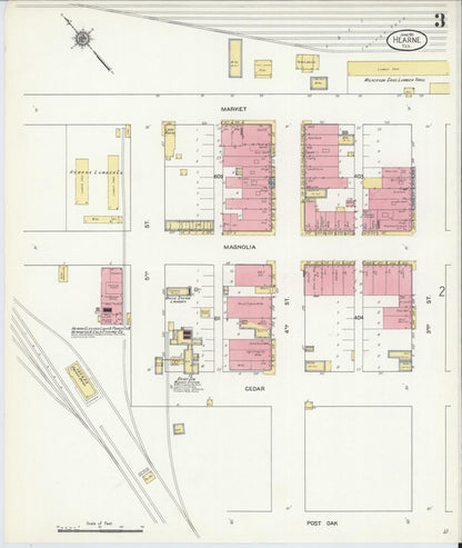 Sanborn Fire Insurance Map from Hearne, Robertson County, Texas (1911), Sheet #0003 - Complete Map Set gallery image, historic Sanborn map, vintage wall art, Texas Texas