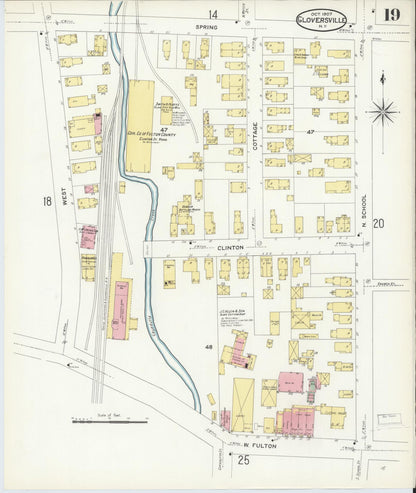 Sanborn Fire Insurance Map from Gloversville, Fulton County, New York (1907), Sheet #0019 - Complete Map Set gallery image, historic Sanborn map, vintage wall art, New York New York