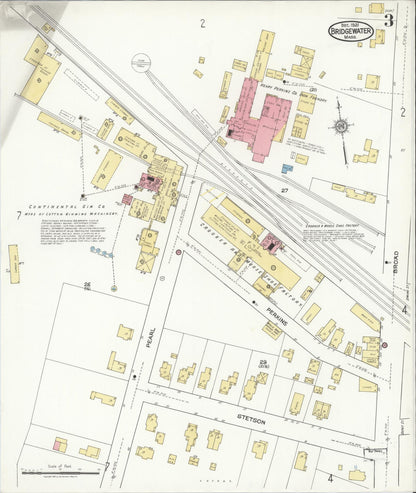 Sanborn Fire Insurance Map from Bridgewater, Plymouth County, Massachusetts (1921), Sheet #0003 - Historic Sanborn Fire Insurance Map Print, vintage old map wall art, antique decor, genealogy gift, Massachusetts Massachusetts map