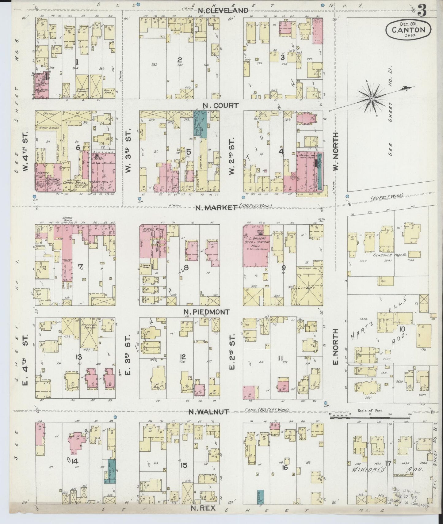 Sanborn Fire Insurance Map from Canton, Stark County, Ohio (1891), Sheet #0003 - Complete Map Set gallery image, historic Sanborn map, vintage wall art, Ohio Ohio