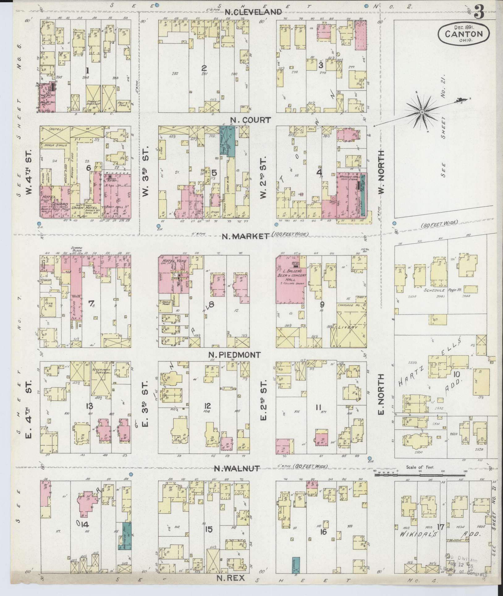 Sanborn Fire Insurance Map from Canton, Stark County, Ohio (1891), Sheet #0003 - Complete Map Set gallery image, historic Sanborn map, vintage wall art, Ohio Ohio