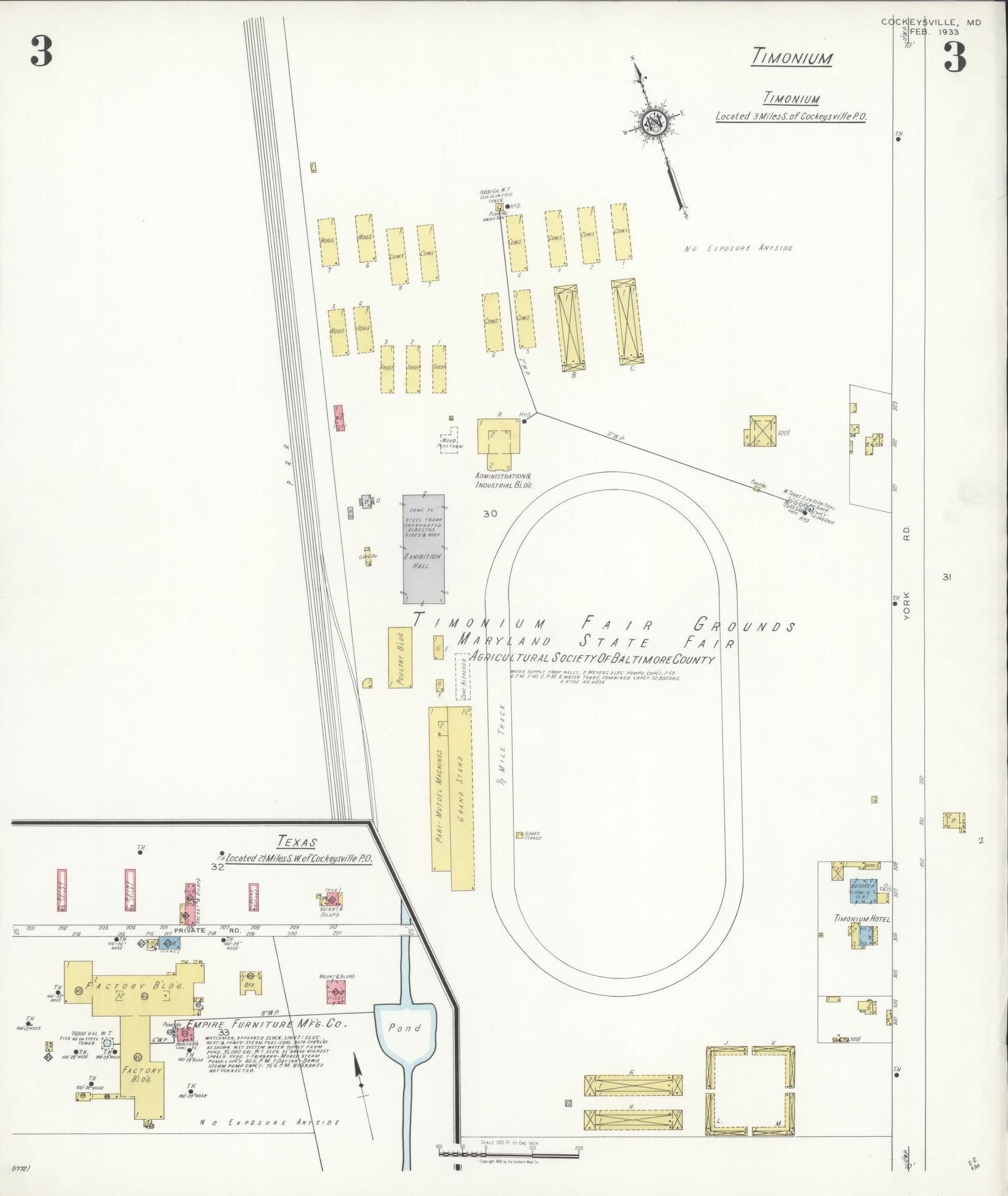 Sanborn Fire Insurance Map from Cockeysville, Baltimore County, Maryland (1933), Sheet #0003 - Historic Sanborn Fire Insurance Map Print, vintage old map wall art, antique decor, genealogy gift, Maryland Maryland map