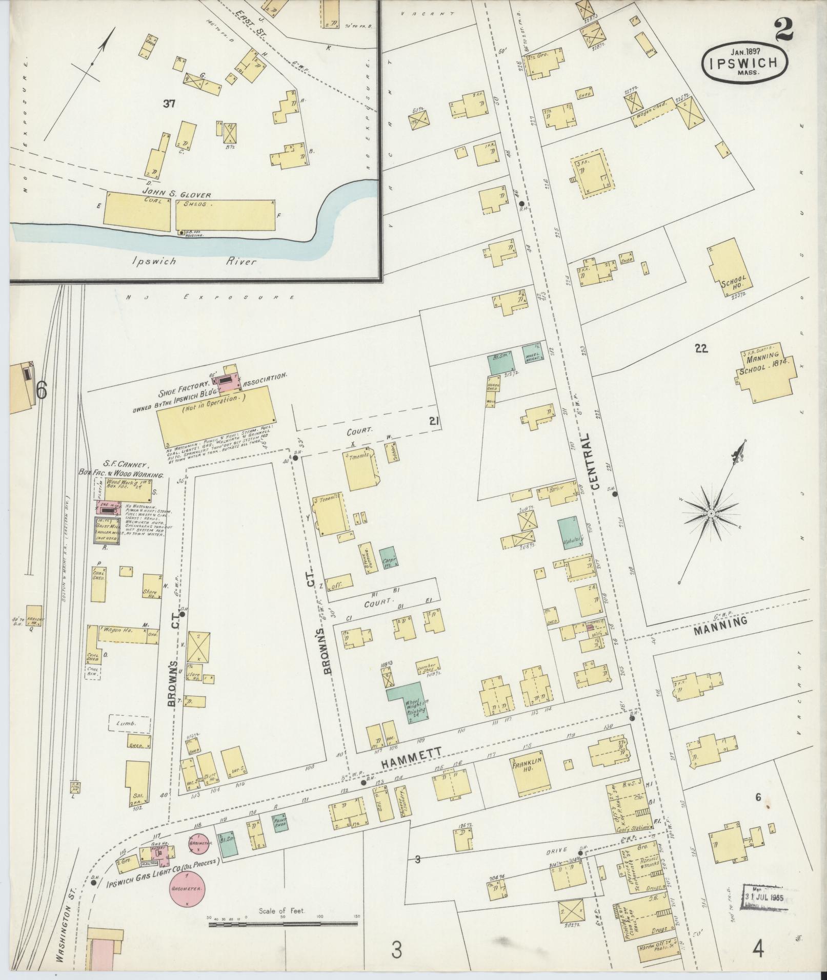 Sanborn Fire Insurance Map from Ipswich, Essex County, Massachusetts (1897), Sheet #0002 - Complete Map Set gallery image, historic Sanborn map, vintage wall art, Massachusetts Massachusetts