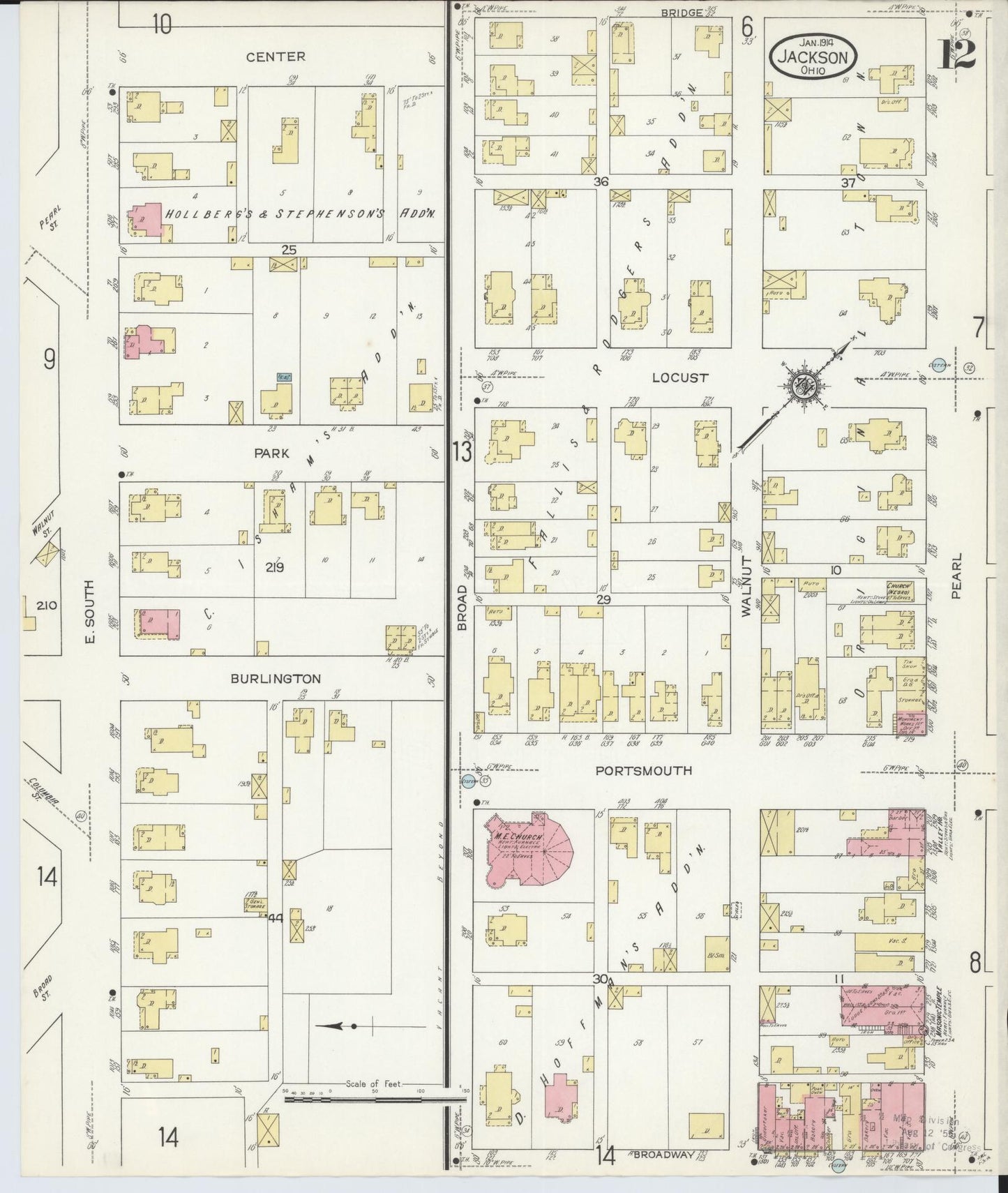 Sanborn Fire Insurance Map from Jackson, Jackson County, Ohio (1914), Sheet #0012 - Historic Sanborn Fire Insurance Map Print, vintage old map wall art, antique decor, genealogy gift, Ohio Ohio map