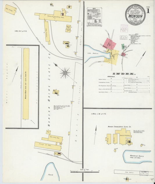 Sanborn Fire Insurance Map from Monson, Piscataquis County, Maine. (1904) – Historic Sanborn Fire Insurance Map Print