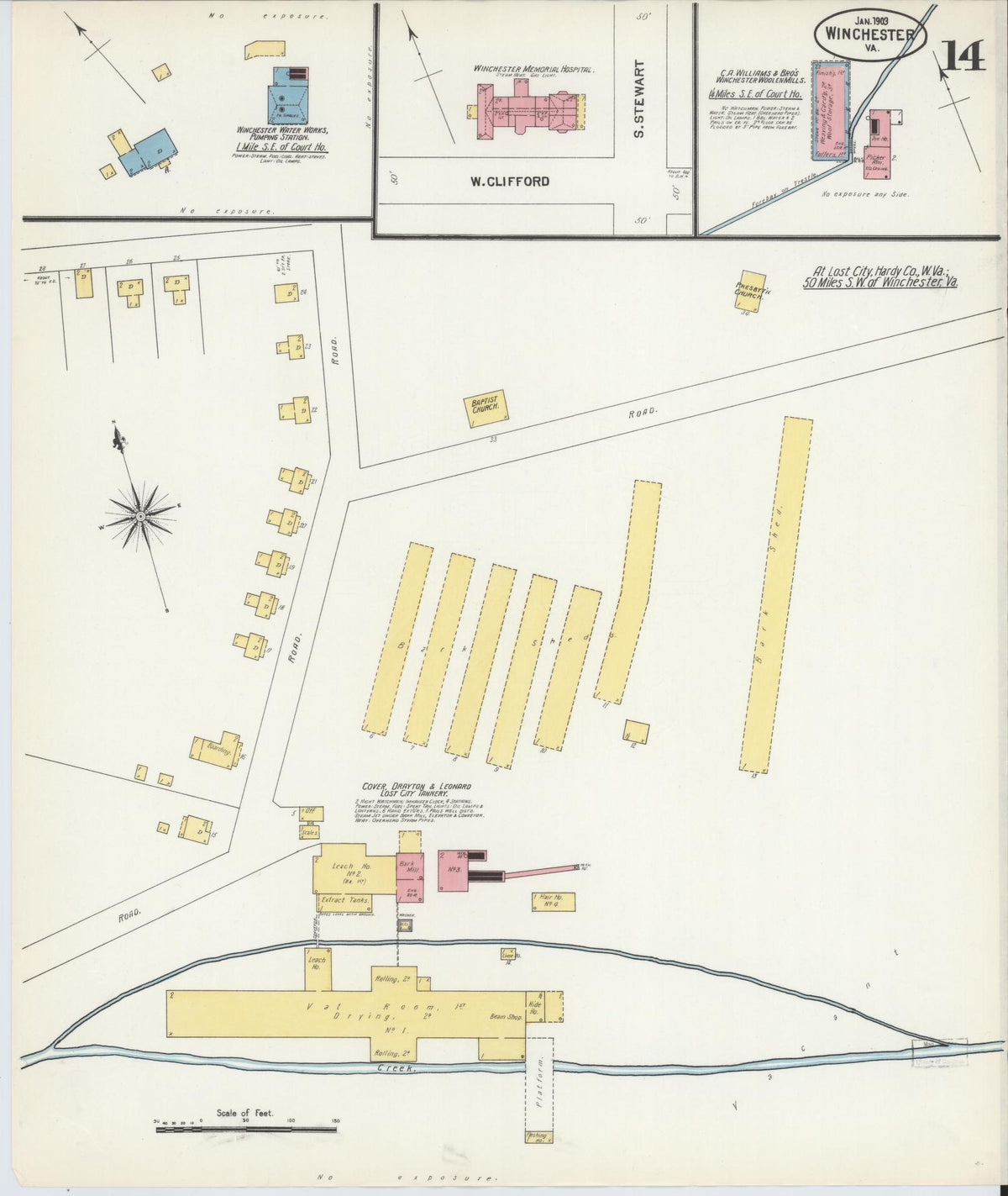 Sanborn Fire Insurance Map from Winchester, Independent Cities, Virginia (1903), Sheet #0014 - Complete Map Set gallery image, historic Sanborn map, vintage wall art, Virginia Virginia