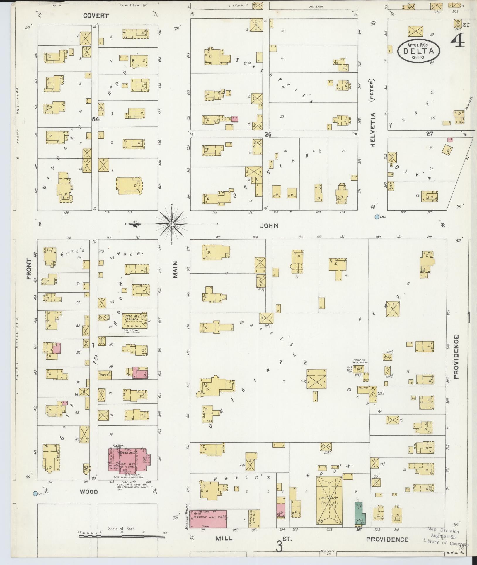 Sanborn Fire Insurance Map from Delta, Fulton County, Ohio (1905), Sheet #0004 - Complete Map Set gallery image, historic Sanborn map, vintage wall art, Ohio Ohio