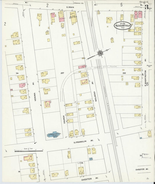 Sanborn Fire Insurance Map from Pleasantville, Atlantic County, New Jersey (1911), Sheet #0003 - Historic Sanborn Fire Insurance Map Print, vintage old map wall art, antique decor, genealogy gift, New Jersey New Jersey map