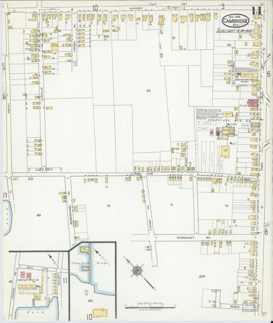Dorchester, Maryland - 1918 - Sanborn Fire Insurance Map, Sheet #0011 - Historic Sanborn Fire Insurance Map Print, Dorchester Maryland 1918 0011 vintage old map wall art