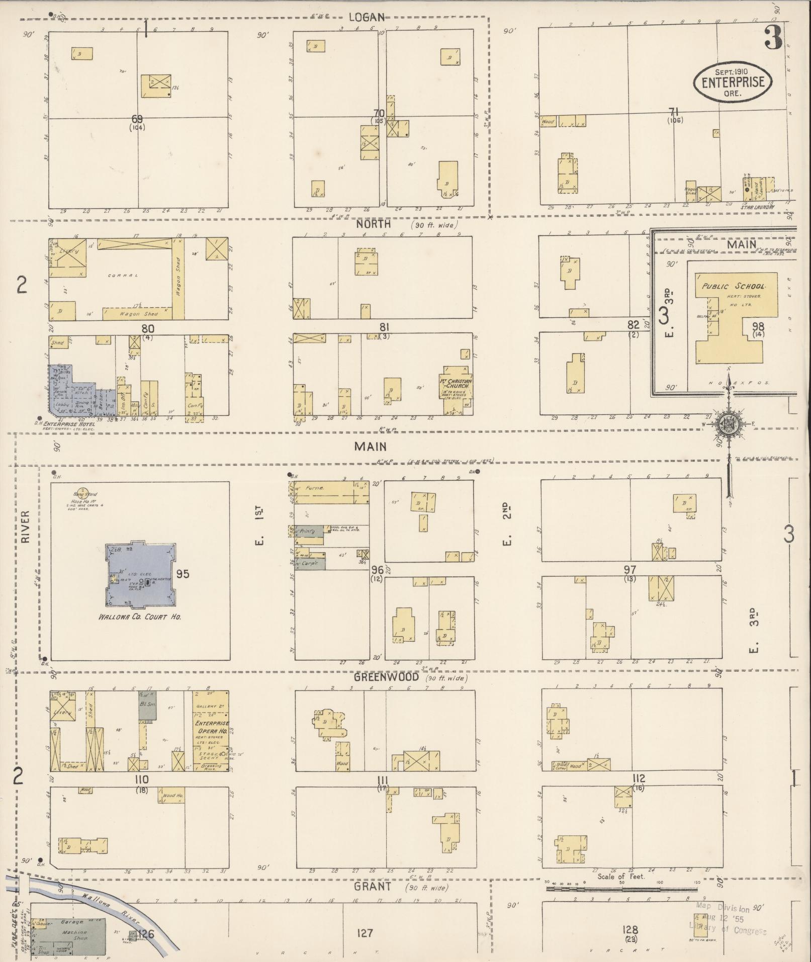Sanborn Fire Insurance Map from Enterprise, Wallowa County, Oregon (1910), Sheet #0003 - Complete Map Set gallery image, historic Sanborn map, vintage wall art, Oregon Oregon