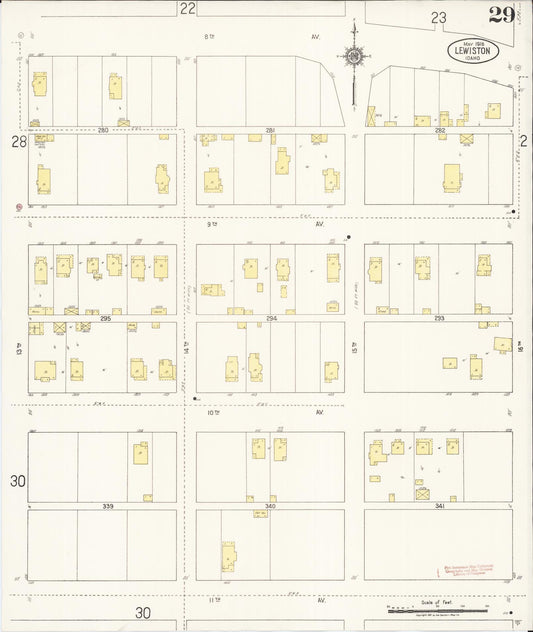 Sanborn Fire Insurance Map from Lewiston, Nez Perce County, Idaho (1918), Sheet #0029 - Historic Sanborn Fire Insurance Map Print, vintage old map wall art, antique decor, genealogy gift, Idaho Idaho map