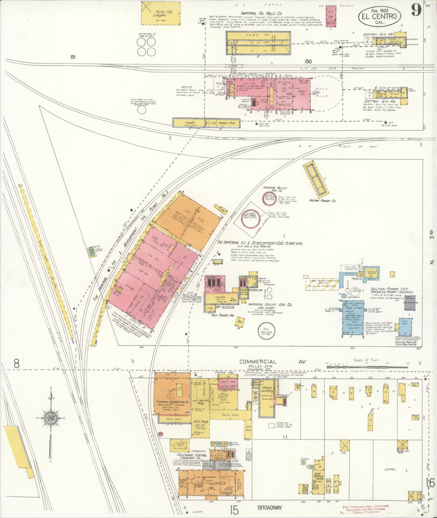 Sanborn Fire Insurance Map from El Centro, Imperial County, California (1922), Sheet #0009 - Historic Sanborn Fire Insurance Map Print, vintage old map wall art, antique decor, genealogy gift, California California map