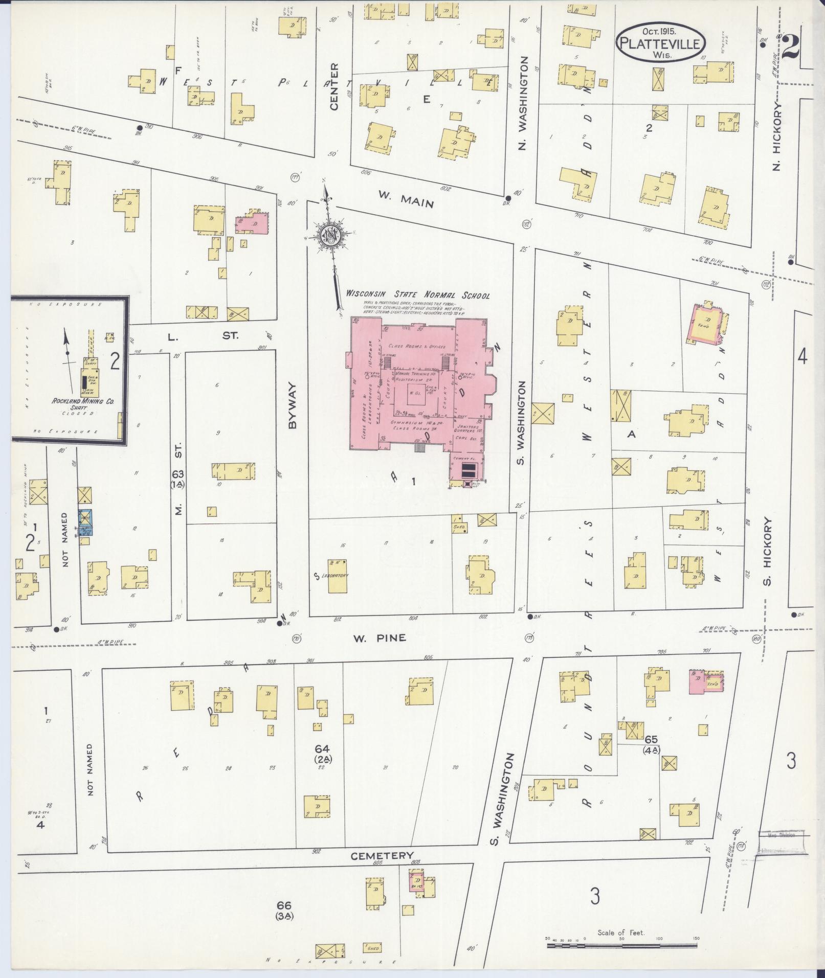 Sanborn Fire Insurance Map from Platteville, Grant County, Wisconsin (1915), Sheet #0002 - Complete Map Set gallery image, historic Sanborn map, vintage wall art, Wisconsin Wisconsin