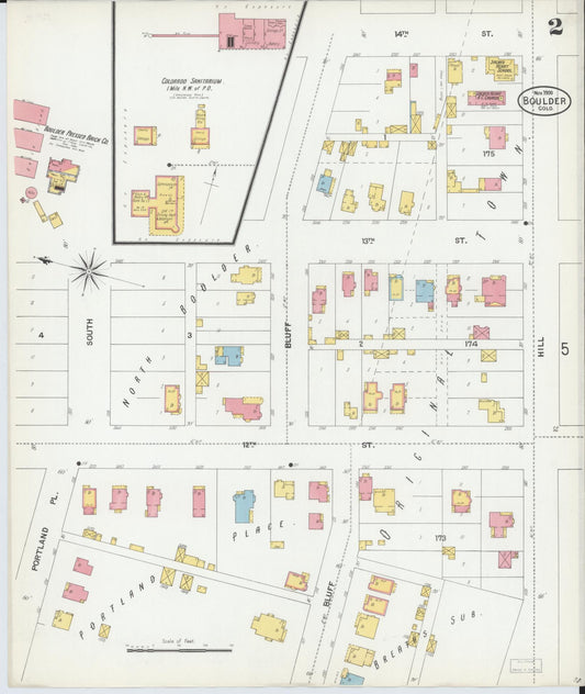 Sanborn Fire Insurance Map from Boulder, Boulder County, Colorado (1900), Sheet #0002 - Historic Sanborn Fire Insurance Map Print, vintage old map wall art, antique decor, genealogy gift, Colorado Colorado map