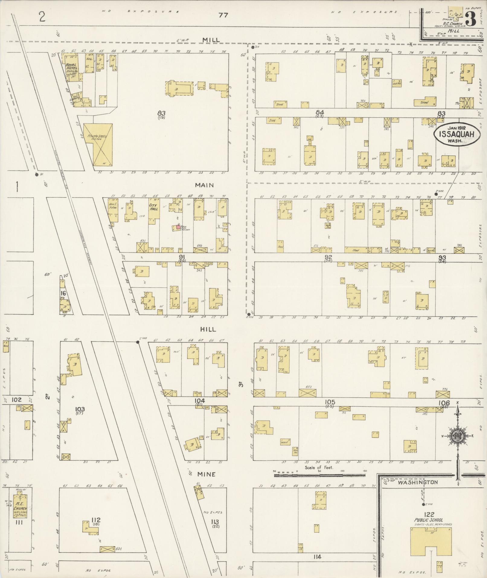 Sanborn Fire Insurance Map from Issaquah, King County, Washington (1912), Sheet #0003 - Complete Map Set gallery image, historic Sanborn map, vintage wall art, Washington Washington