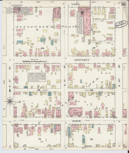 Sanborn Fire Insurance Map from Quincy, Adams County, Illinois (1883), Sheet #0016 - Complete Map Set gallery image, historic Sanborn map, vintage wall art, Illinois Illinois