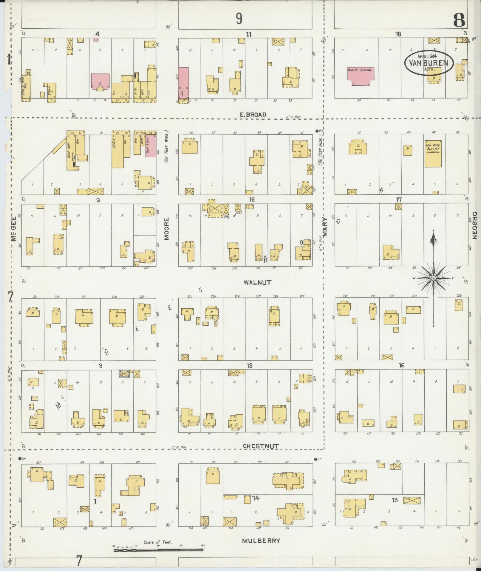 Sanborn Fire Insurance Map from Van Buren, Crawford County, Arkansas (1904), Sheet #0008 - Complete Map Set gallery image, historic Sanborn map, vintage wall art, Arkansas Arkansas