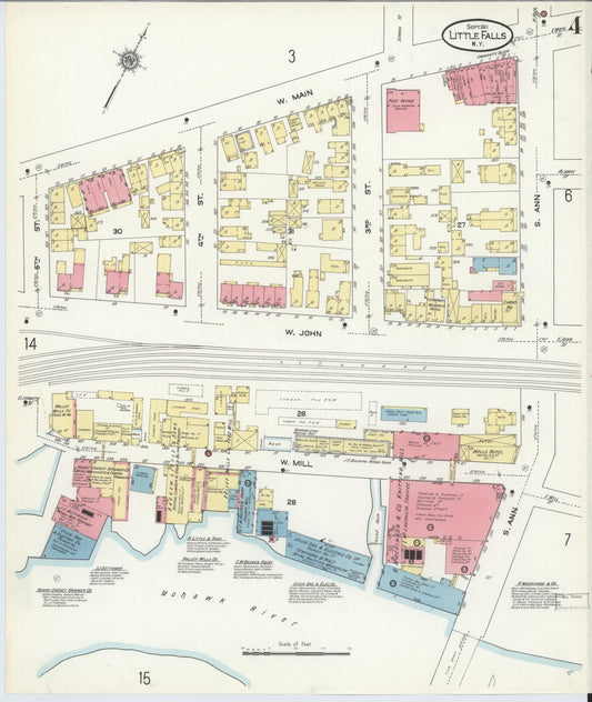 Sanborn Fire Insurance Map from Little Falls, Herkimer County, New York (1911), Sheet #0004 - Historic Sanborn Fire Insurance Map Print, vintage old map wall art, antique decor, genealogy gift, New York New York map