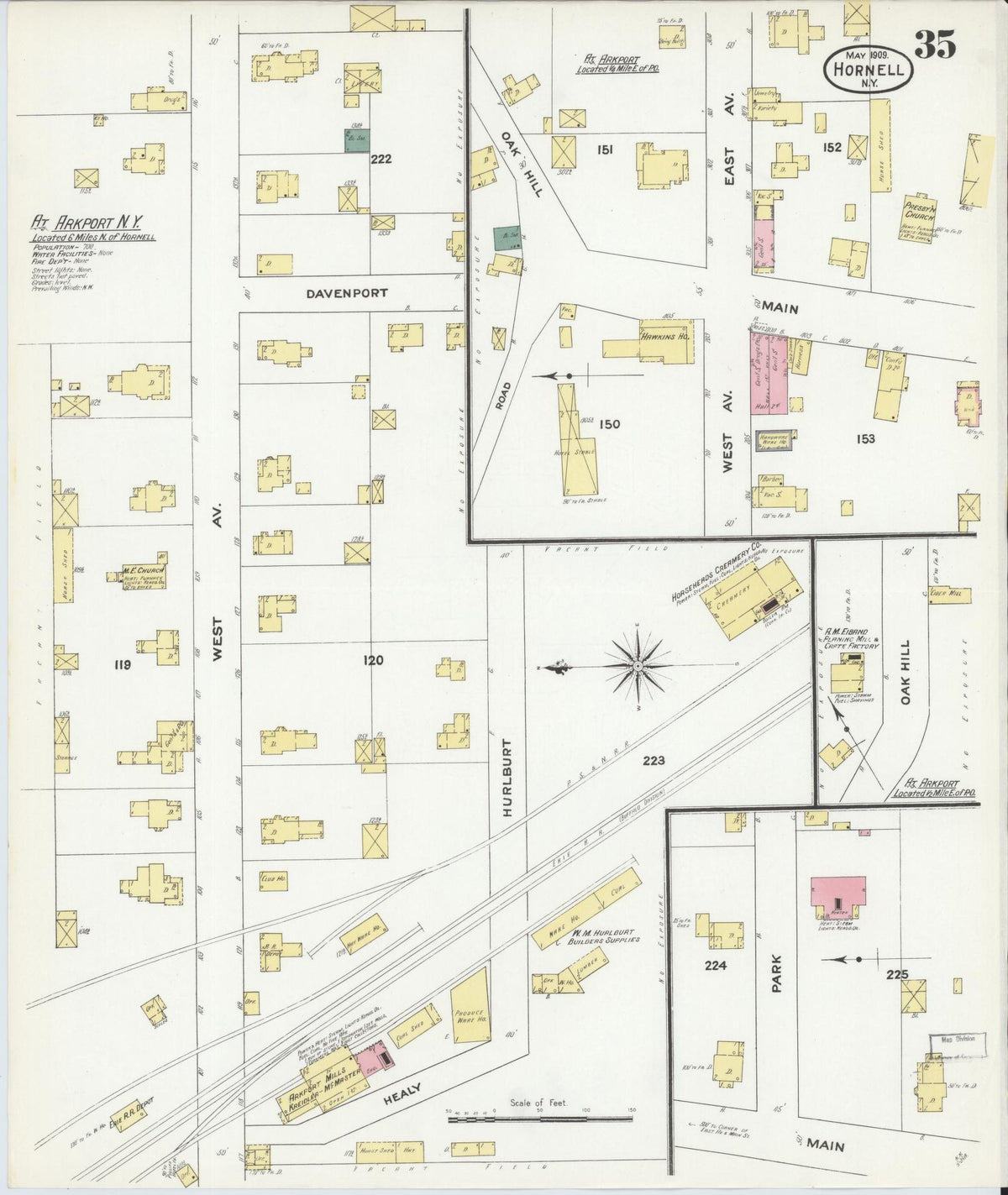 Sanborn Fire Insurance Map from Hornell, Steuben County, New York (1909), Sheet #0035 - Complete Map Set gallery image, historic Sanborn map, vintage wall art, New York New York