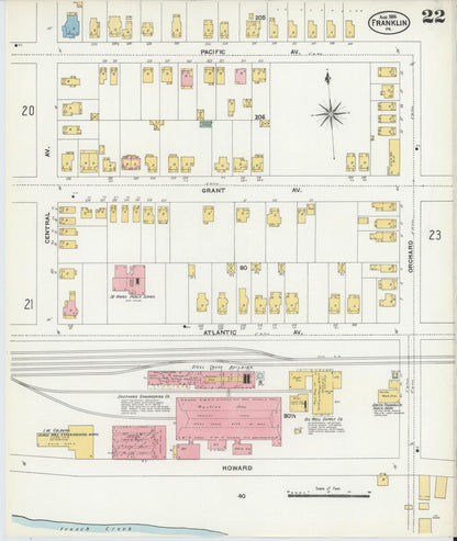 Sanborn Fire Insurance Map from Franklin, Venango County, Pennsylvania (1906), Sheet #0022 - Complete Map Set gallery image, historic Sanborn map, vintage wall art, Pennsylvania Pennsylvania