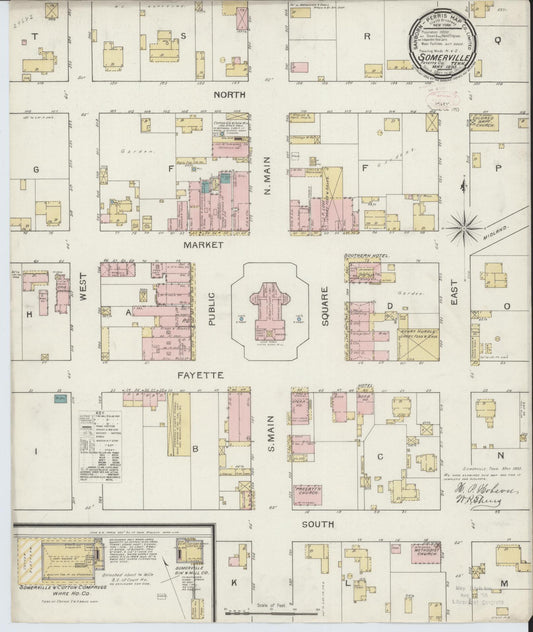 Sanborn Fire Insurance Map from Somerville, Fayette County, Tennessee (1893), Sheet #0001 - Historic Sanborn Fire Insurance Map Print, vintage old map wall art, antique decor, genealogy gift, Tennessee Tennessee map