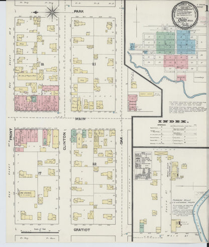Sanborn Fire Insurance Map from Ovid, Clinton County, Michigan (1890), Sheet #0001 - Historic Sanborn Fire Insurance Map Print, vintage old map wall art, antique decor, genealogy gift, Michigan Michigan map