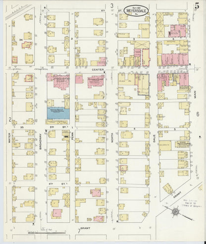 Sanborn Fire Insurance Map from Meyersdale, Somerset County, Pennsylvania (1910), Sheet #0005 - Historic Sanborn Fire Insurance Map Print, vintage old map wall art, antique decor, genealogy gift, Pennsylvania Pennsylvania map