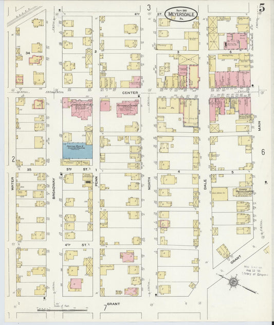 Sanborn Fire Insurance Map from Meyersdale, Somerset County, Pennsylvania (1910), Sheet #0005 - Historic Sanborn Fire Insurance Map Print, vintage old map wall art, antique decor, genealogy gift, Pennsylvania Pennsylvania map