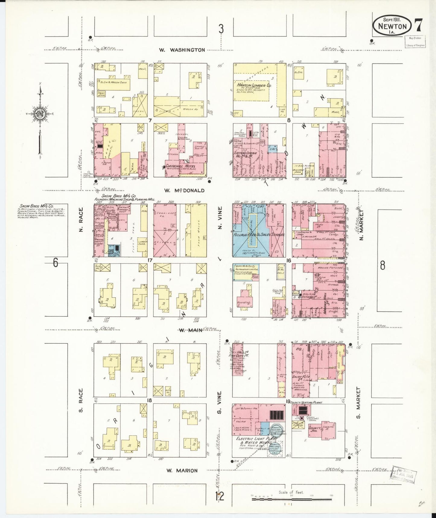 Sanborn Fire Insurance Map from Newton, Jasper County, Iowa (1911), Sheet #0007 - Historic Sanborn Fire Insurance Map Print
