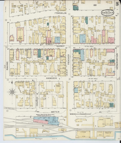 Sanborn Fire Insurance Map from Houghton, Houghton County, Michigan (1893), Sheet #0003 - Complete Map Set gallery image, historic Sanborn map, vintage wall art, Michigan Michigan