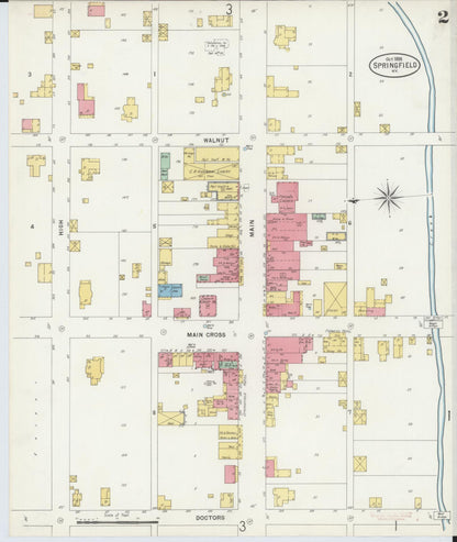 Sanborn Fire Insurance Map from Springfield, Washington County, Kentucky (1898), Sheet #0002 - Complete Map Set gallery image, historic Sanborn map, vintage wall art, Kentucky Kentucky