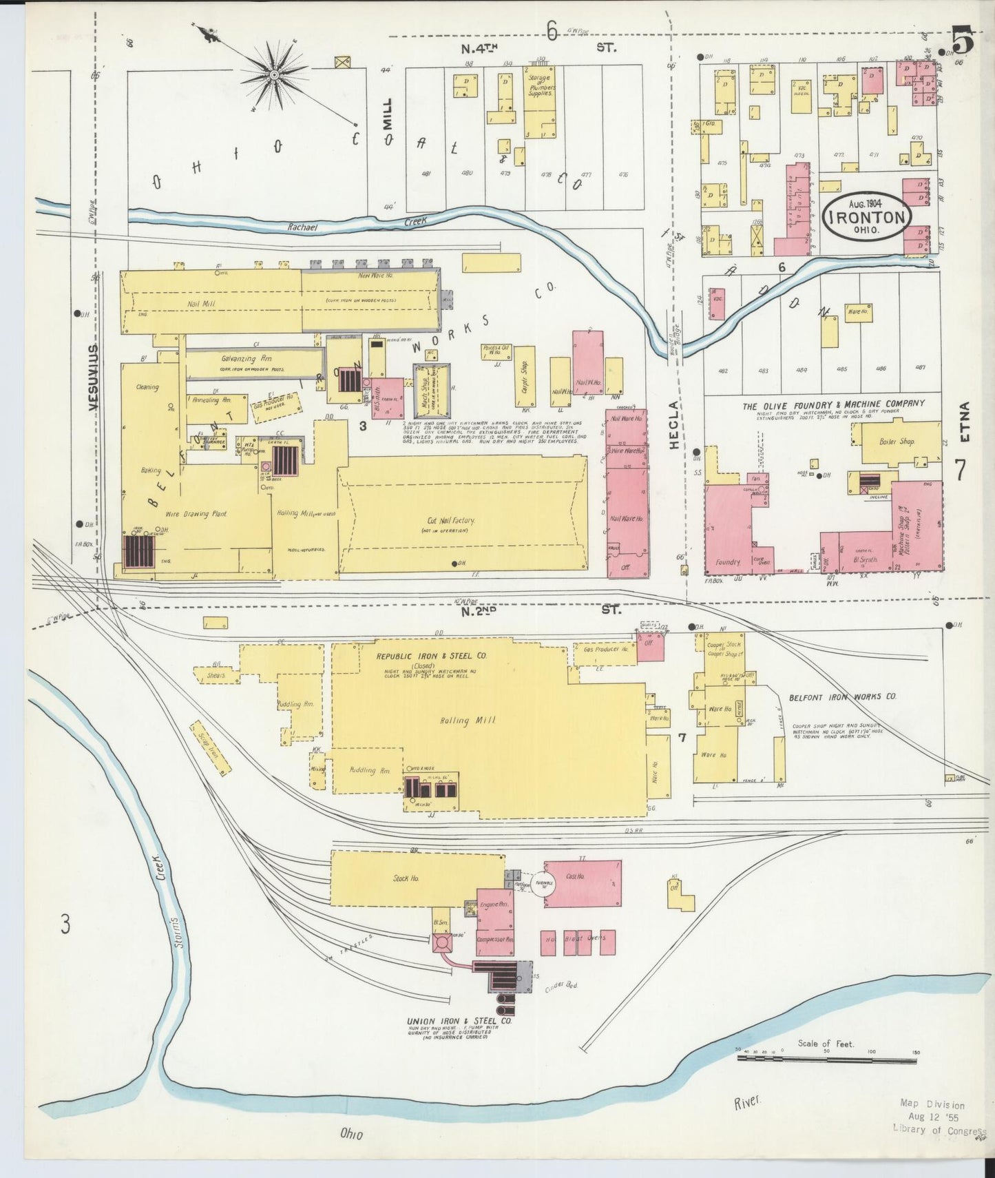 Sanborn Fire Insurance Map from Ironton, Lawrence County, Ohio (1904), Sheet #0005 - Complete Map Set gallery image, historic Sanborn map, vintage wall art, Ohio Ohio