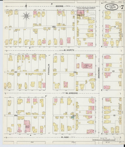 Sanborn Fire Insurance Map from Piqua, Miami County, Ohio (1892), Sheet #0007 - Complete Map Set gallery image, historic Sanborn map, vintage wall art, Ohio Ohio