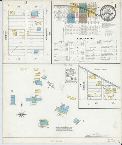 Sanborn Fire Insurance Map from Monte Vista, Rio Grande County, Colorado (1904), Sheet #0001 - Complete Map Set gallery image, historic Sanborn map, vintage wall art, Colorado Colorado