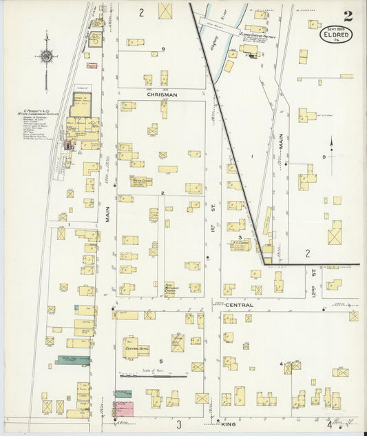 Sanborn Fire Insurance Map from Eldred, McKean County, Pennsylvania (1909), Sheet #0002 - Historic Sanborn Fire Insurance Map Print, vintage old map wall art, antique decor, genealogy gift, Pennsylvania Pennsylvania map