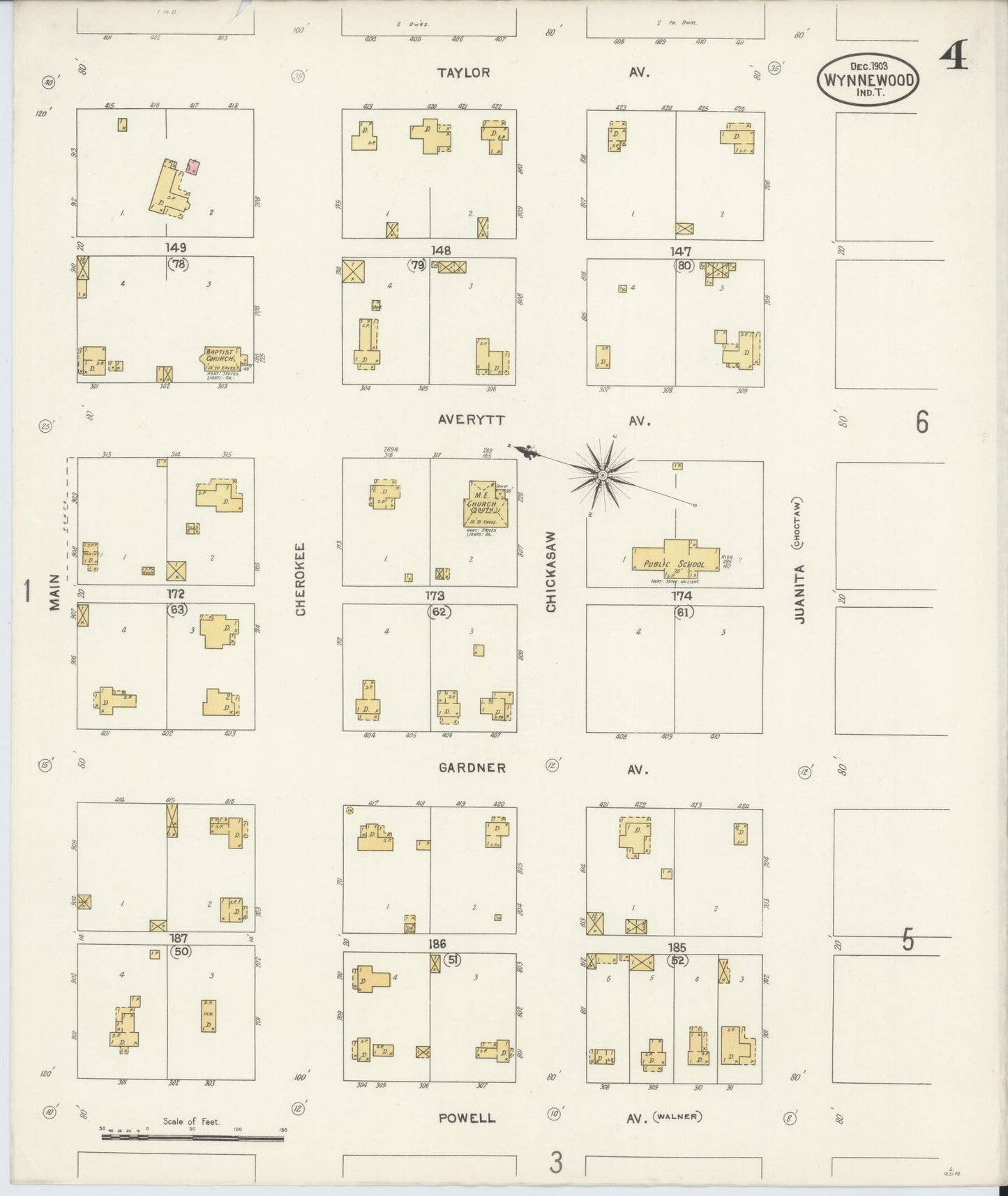 Sanborn Fire Insurance Map from Wynnewood, Garvin County, Oklahoma (1903), Sheet #0004 - Complete Map Set gallery image, historic Sanborn map, vintage wall art, Oklahoma Oklahoma