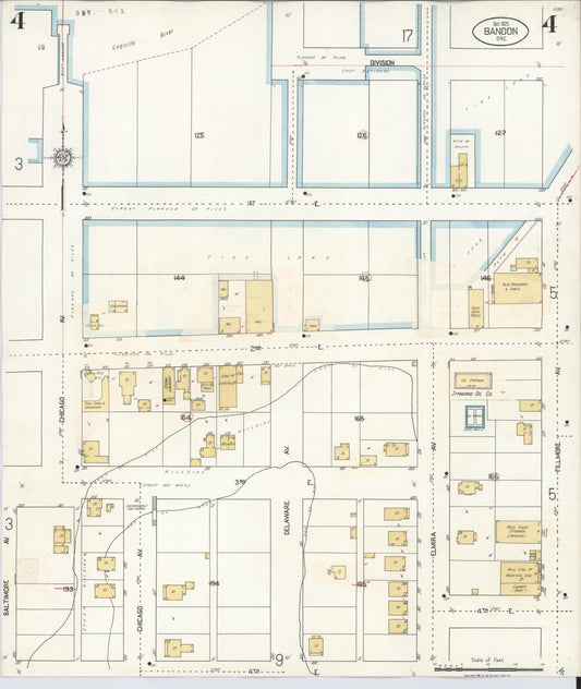 Sanborn Fire Insurance Map from Bandon, Coos County, Oregon (1931), Sheet #0004 - Historic Sanborn Fire Insurance Map Print, vintage old map wall art, antique decor, genealogy gift, Oregon Oregon map