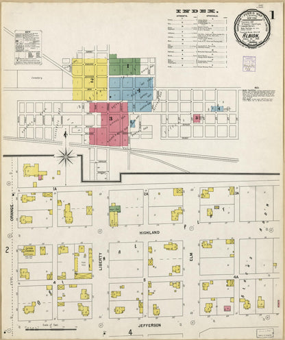 Sanborn Fire Insurance Map from Albion, Noble County, Indiana (1901), Sheet #0001 - Historic Sanborn Fire Insurance Map Print, vintage old map wall art, antique decor, genealogy gift, Indiana Indiana map