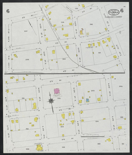 Sanborn Fire Insurance Map from Florala, Covington County, Alabama (1924), Sheet #0006 - Historic Sanborn Fire Insurance Map Print, vintage old map wall art, antique decor, genealogy gift, Alabama Alabama map