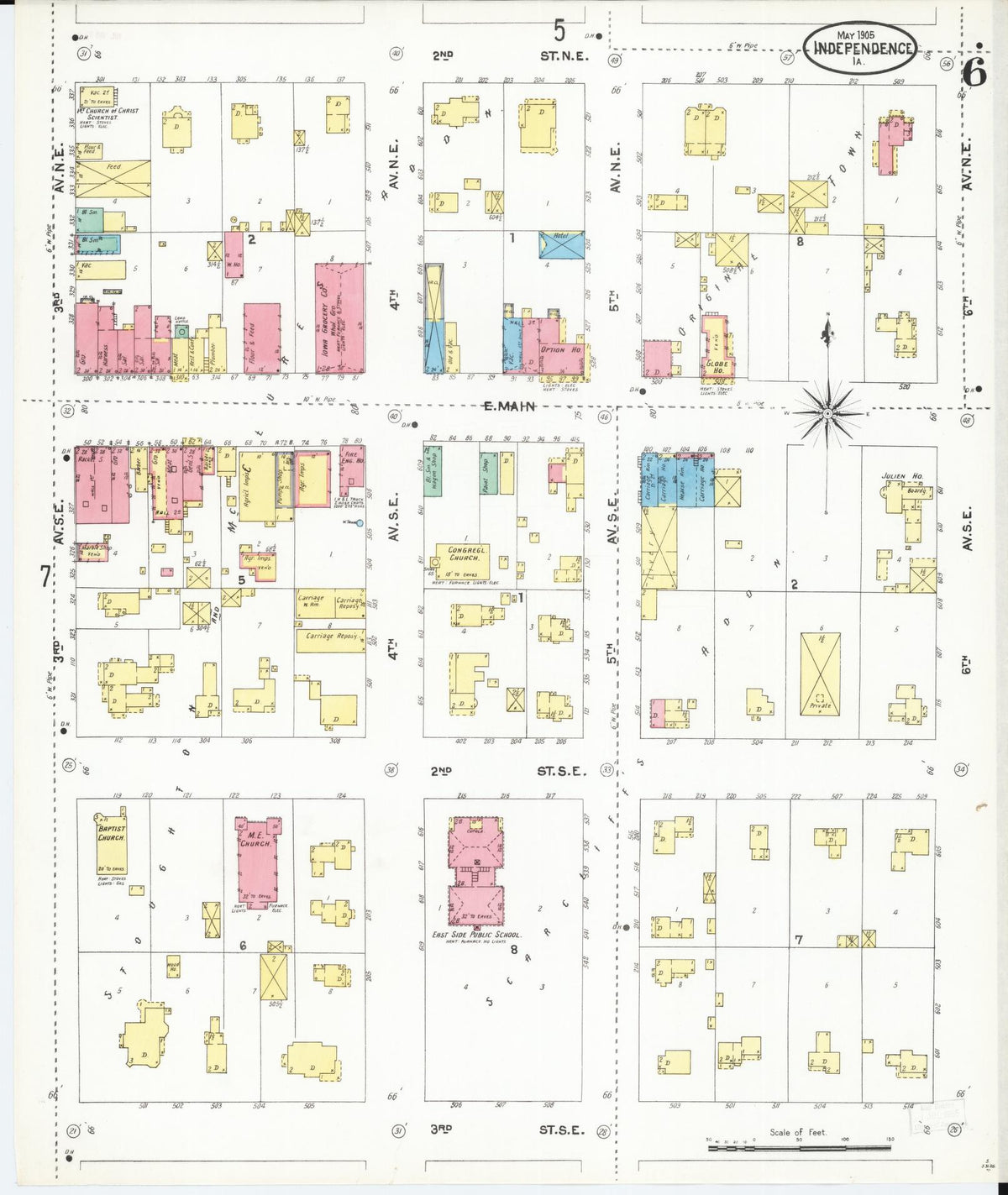 Sanborn Fire Insurance Map from Independence, Buchanan County, Iowa (1905), Sheet #0006 - Historic Sanborn Fire Insurance Map Print
