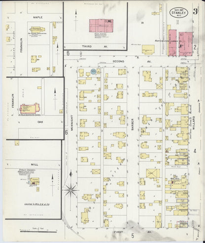 Sanborn Fire Insurance Map from Stanley, Chippewa County, Wisconsin (1907), Sheet #0003 - Historic Sanborn Fire Insurance Map Print, vintage old map wall art, antique decor, genealogy gift, Wisconsin Wisconsin map