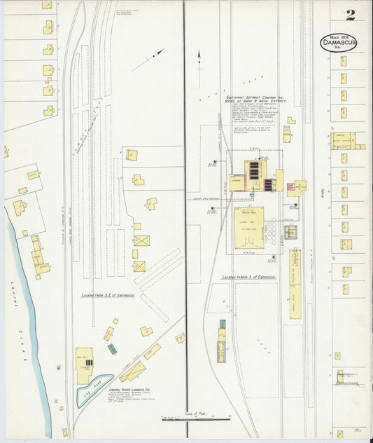 Sanborn Fire Insurance Map from Damascus, Washington County, Virginia (1908), Sheet #0002 - Historic Sanborn Fire Insurance Map Print, vintage old map wall art, antique decor, genealogy gift, Virginia Virginia map